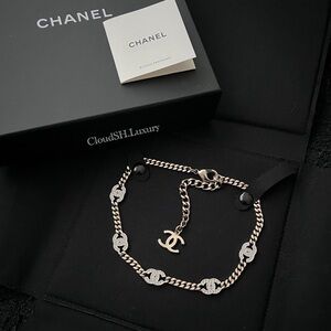 Auth Chanel Gold Crystal CC logo Choker - Excellent Condition